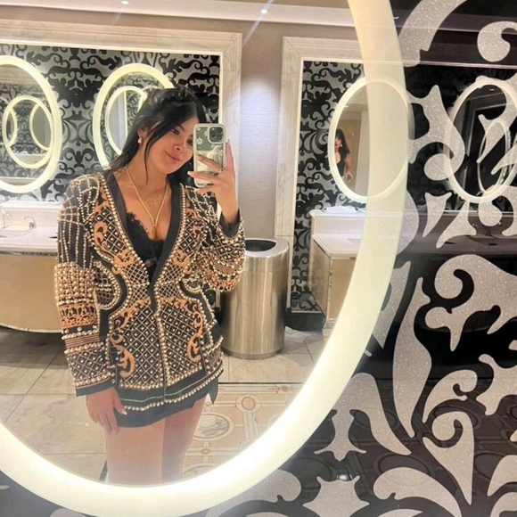 Blazer For Women V Neck Long Sleeve  Flares Colorblock Blazer… - Picture 15 of 16